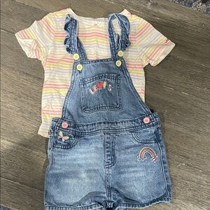 Levi's Kids Denim Overalls with Rainbow Embroidery